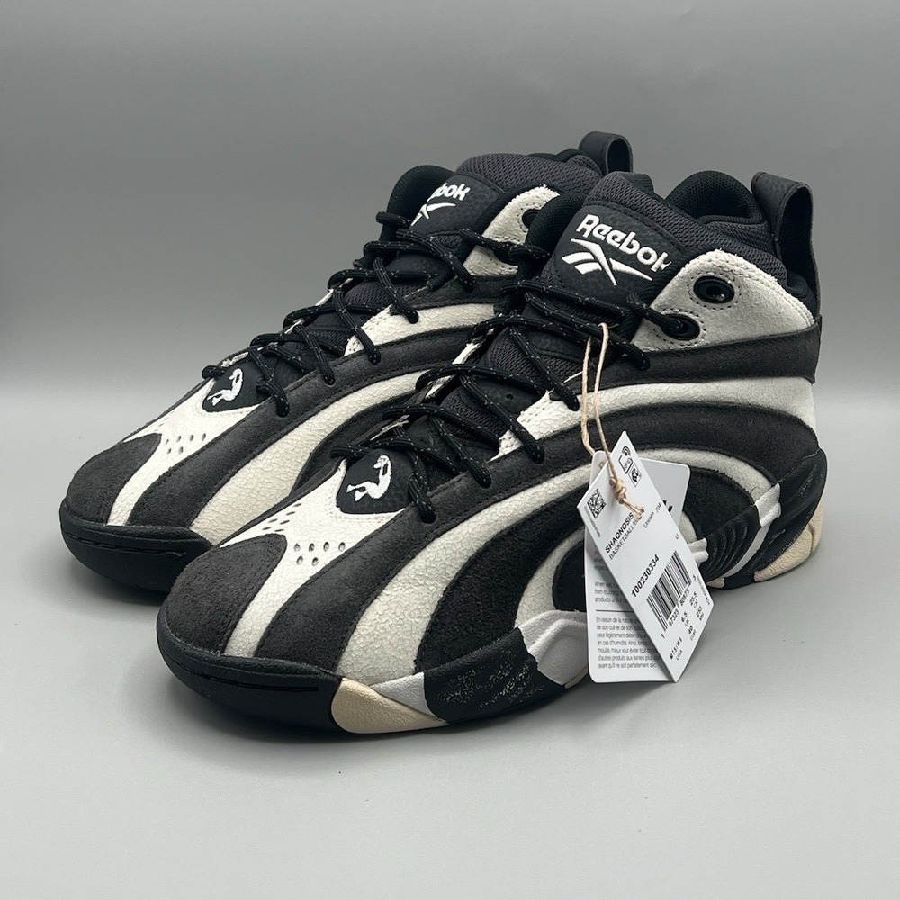 Reebok Shaqnosis Washed Black‎ White Retro Shoes - Men's Size 7.5 Women's Size 9 - Picture 2 of 8